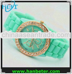 Crystal face quartz silicone rubber otm watches