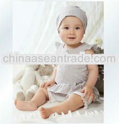 D90313K GIRLS THREE-PIECE COTTON PLAID SHORT-SLEEVED SETS