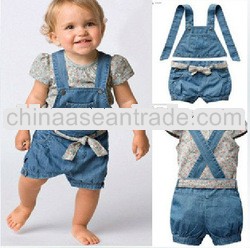 D90314K GIRLS SHORT-SLEEVED DENIM SETS