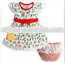 D90324K GIRLS GREEN PRINT DRESS+PANTS SETS
