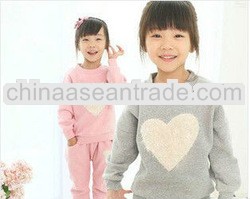 D91438S AUTUMN MODELS GIRLS VELVET THICK SWEATER,GIRLS LOVE SETS