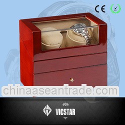 Dark maple Wooden Automatic Watch winder box with 1 drawer for 4 watches