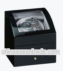 Dual Black Wooden Automatic Watch Winder Display Box