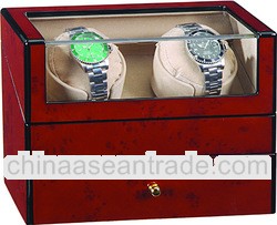 Dual Dark Burlwood Autowind Watch Box