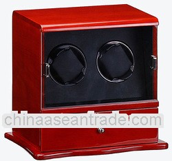 Dual Mahogany Solidwood Watch Storage Boxes with Bottom Drawer