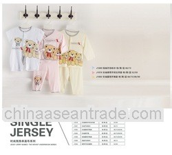 Fashion Bear O-neck spandex single jersey yarn baby clothes in Summer