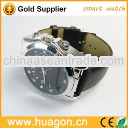 Fashion real leather wristband bluetooth watch with caller id display