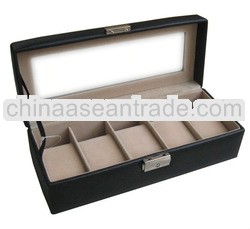 Glass Top Leatherette 5 Watches Organizer