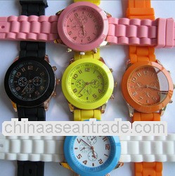 HOT Sales,Free Shipping Good Quality,many colours for Options,Silicone Jelly Geneva Watch