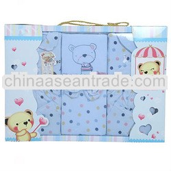 Hot sale 2013 new fashion cartoon print polka dot 100% cotton long sleeve baby underwear set baby cl