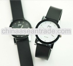 Korea leather strap men's watch,gift black watch
