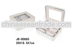 Metal-framed watch box with window