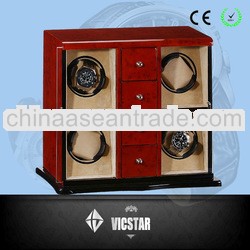 New Dark burlwood Wooden High gloss finish Automatic Watch Winder with 4 little drawer