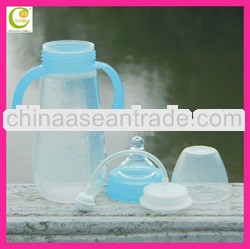 Silicone bpa free baby feeding bottle with handleand lid cover