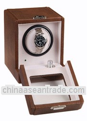 Single Black Leather Travel Watch Winder Box
