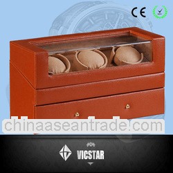 Tripe High-end Leather Watch Winder with 1 drawer