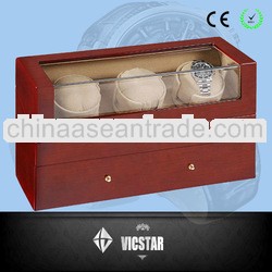Triple Automatic Watch Winder Display Box with Drawer for 3+4 watches