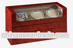 Triple Dark Burlwood Wooden Watch Winder