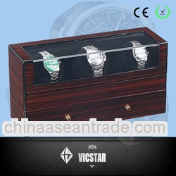 Triple Motors Ebony Wooden Automatic Watch Winder