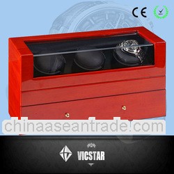 Triple Motors Mahogany Solid Wooden Watch Winder