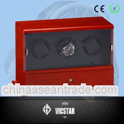 Triple Solid wood Mahogany Watch Winder Case