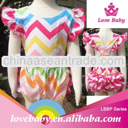 Wholesale rainbow chevron princess girl baby dress set