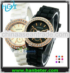 Women men wholesale colorful geneva silicone rubber band watch