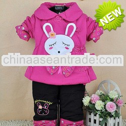 baby girl clothes latest design fashion thick warm spring winter rabbit print 2 pieces set baby girl
