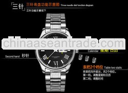 calendar stainless steel wristband quartz watches