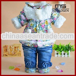 children clothing floral print hooded warm thick winter toddler clothes girl tc5316