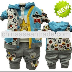 children clothing new arrival cute cartoon print 3 pieces suit baby clothing sets tc11071