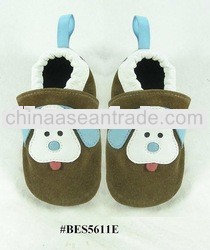 cute cartoon dog design soft sole leather baby shoe