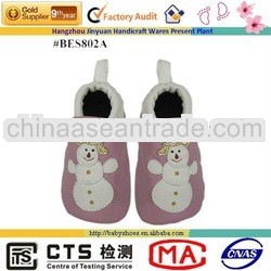 cute snowman cartoon design soft sole leather baby shoe
