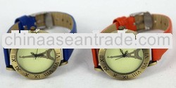 eiffel tower leather watch,low price promotional watch
