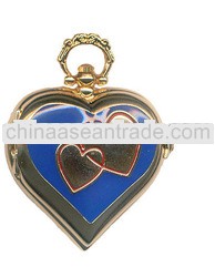 elegant eco-friendly alloy case heart shaped pocket watch