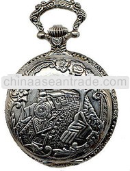 japan quartz movt alloy case Train Pocket Watch