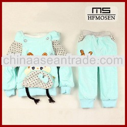 kids clothing korean style cartoon print new design thick fleece winter girl baby clothes set tc5321