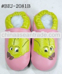 light yellow pattern pink leather soft sole leather baby shoe