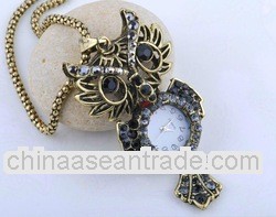 new ladies fashion owl hang pocket watch