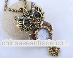 new ladies fashion owl pocket watch