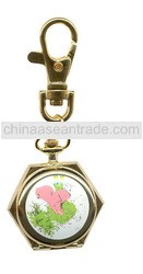 pocket watch style Antique Brass Keychain