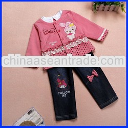 tc5206 baby clothes set cotton spring autumn animal print polka dot sweet girls 3 clothing