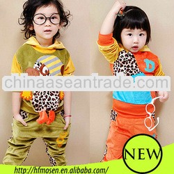 wholesale baby clothes long sleeve velvet soft printed fashion baby girls clothes set tc5209
