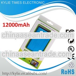 12000mah For Samsung for Iphone for Blackberry 24v output voltage portable power bank drawbench back