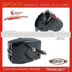 2012 Alibaba Recommended Super Quality India Travel Adapter With Safety Shutter(WASIIGF-10)
