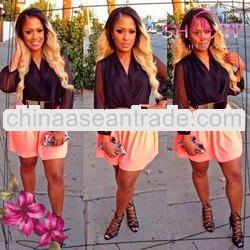 2013 Cheapest human virgin hair Brazilian wigs ombre blonde color full lace wig 1bT613# right part 1