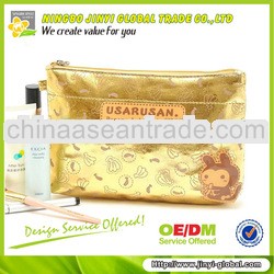 2013 fashion metalic pu cosmetic bag golden hand cosmetic bag
