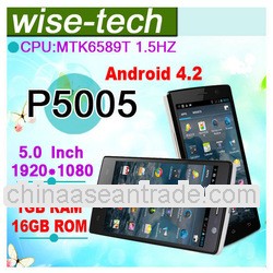 2013 newest 5 Inch P5005 mobile phone MTK6589T 1.5GHz Quad Core 1GB ram16GB rom 1920*1080 Android 4.
