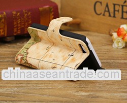 2013 newest for iphone 5c case, map style stand leather case for iphone 5c