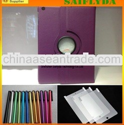 360 rotary leather case for ipad 5 with stylus pen screen protector for ipad air